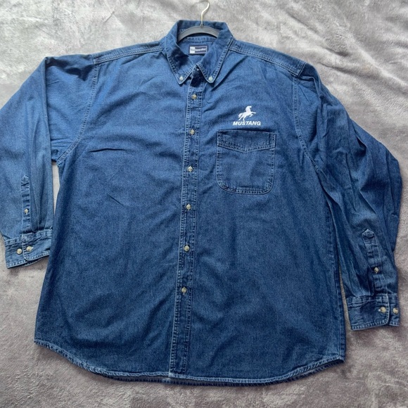 Mustang Men's Classic Denim Shirt - Dark Blue(0038) - Picture 5 of 10